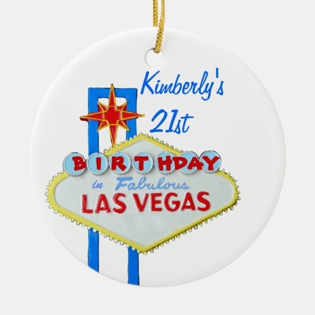 21st Födelsedagsfest Las Vegas Julgransprydnad Keramik (Framsidan)