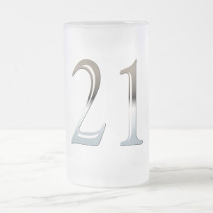21st Födelsedagsilver numrerar 21 Frostat Ölglas