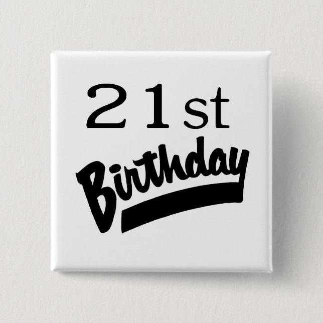 21st Födelsedagsvart Knapp (Framsida)