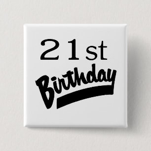 21st Födelsedagsvart Knapp