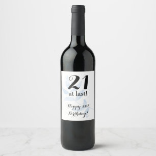 21st Födelsedagvattenfärg Vinflaska Etikett