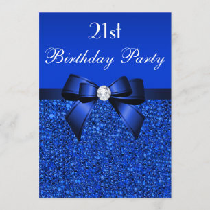 21st För blåttSequins för födelsedag kunglig Inbjudningar