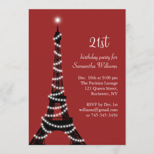 21st För Eiffel för födelsedag Sparkling inbjudan