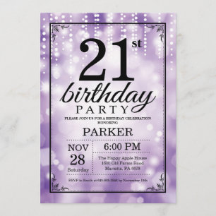 21st Glitter för födelsedaginbjudanlilor Inbjudningar