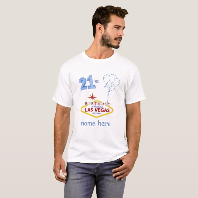 21St Las Vegas Birthday T-Shirt (Hel framsida)