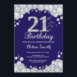 21st Marinblå födelsedag och silverdiamant Inbjudningar<br><div class="desc">21st Födelsedaginbjudan. Marinblå och silverRhinestonediamant. Elegant födelsedagvåldsamt slaginbjudan. Vuxen födelsedag. Kvinnafödelsedag. Manarfödelsedag. Behaga klickar "skräddarsy den" knäppas och använder vårt designverktyg för att ändra denna mall för mer ytterligare customization.</div>