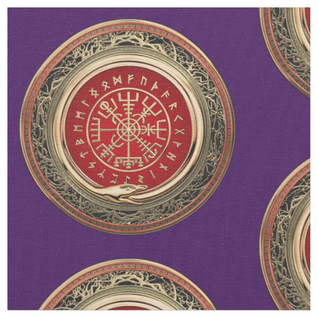 [220] Vegvisir - Viking Guld Magic Runic Compass Tyg (Närbild)