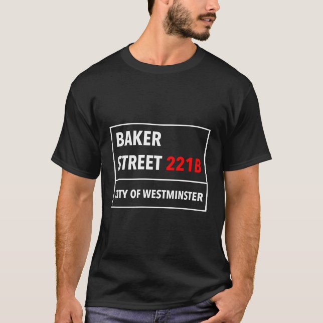 221B-gatubageri Stil i London, Förenade kungariket T Shirt (Framsida)