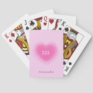 222 Modern Rosa Heart Aesthetic Angel Number Casinokort