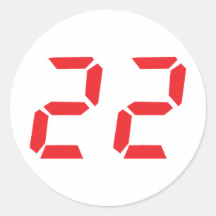 22 22 röda larmklockan digitalt nummer runt klistermärke