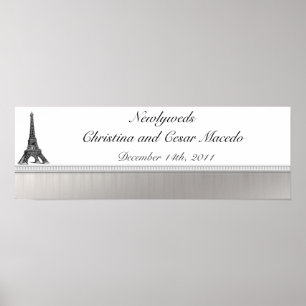 22,5 tum x 7,5 tum Personlig Banner Black Eiffel T Poster