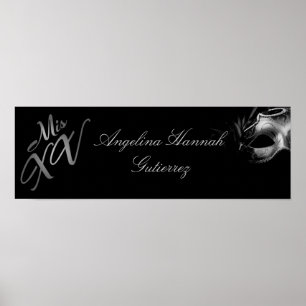 22,5" x7,5" Personlig Banner Mis XV Silver Poster