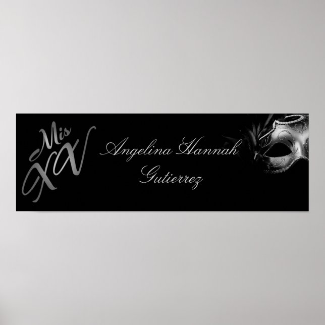 22,5" x7,5" Personlig Banner Mis XV Silver Poster (Framsidan)