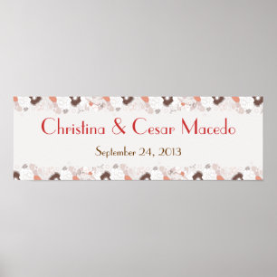 22,5" x 7,5" Personlig Banner Coral Rosa Brown Fl Poster