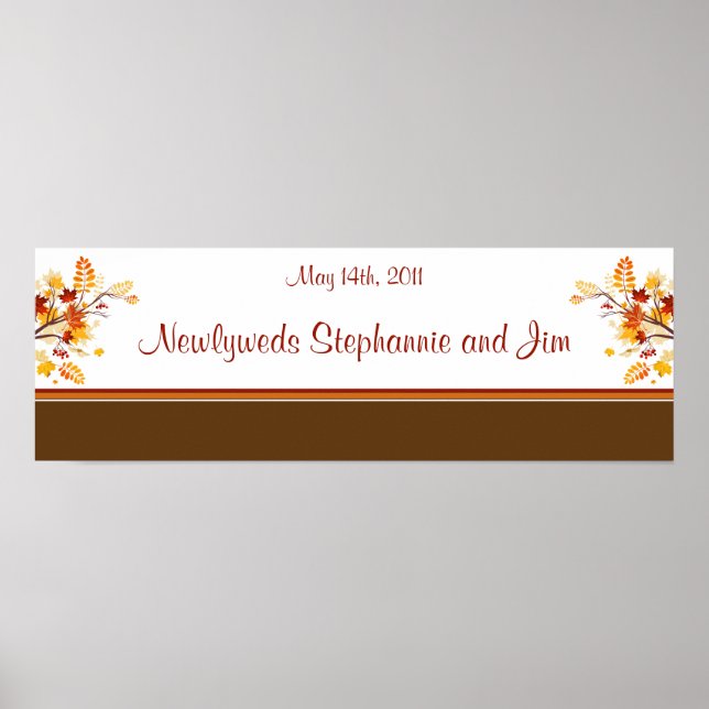 22,5" x 7,5" Personlig Banner Höstsida Gren Lämna Poster (Framsidan)