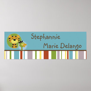 22,5" x 7,5" Personlig Banner Jungle Tales Safari Poster