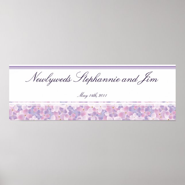 22,5" x 7,5" Personlig Banner Lila Hydrangea Poster (Framsidan)