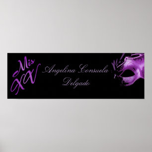 22,5" x 7,5" Personlig Banner Mis XV-Lila Poster