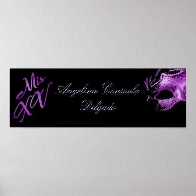 22,5" x 7,5" Personlig Banner Mis XV-Lila Poster (Framsidan)