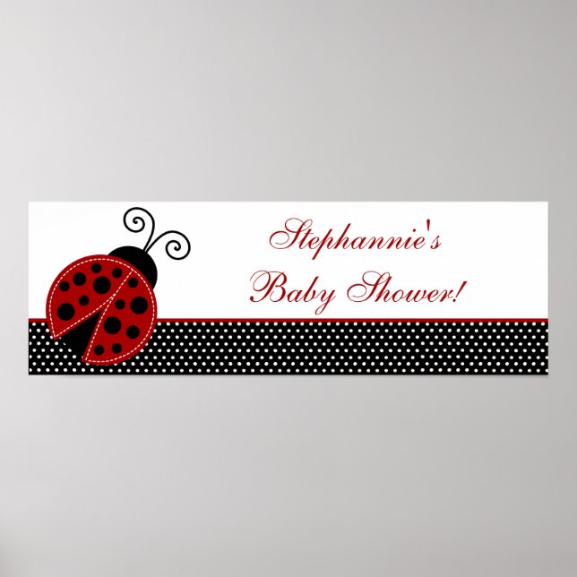 22,5" x 7,5" Personlig Banner Red Ladybug Poster (Framsidan)