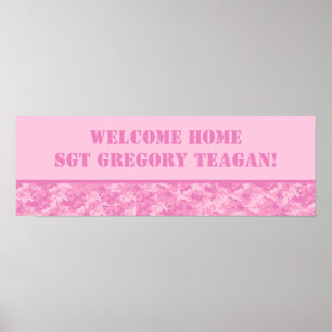 22,5" x 7,5" Personlig Banner Rosa ARMY ACU Camo Poster