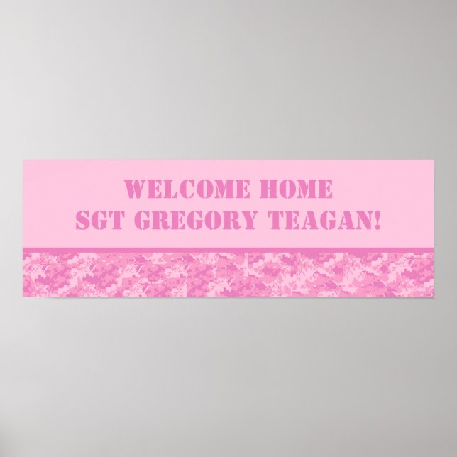 22,5" x 7,5" Personlig Banner Rosa ARMY ACU Camo Poster (Framsidan)
