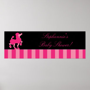 22,5" x 7,5" Personlig Banner Rosa Pudel Paris Poster