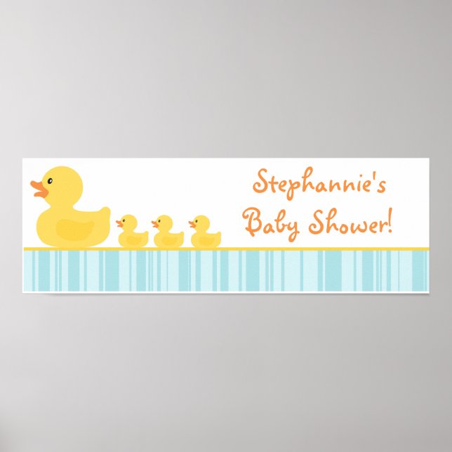 22,5" x 7,5" Personlig Banner Rubber Ducky Bubble Poster (Framsidan)