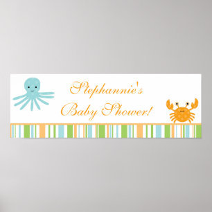22,5" x 7,5" Personlig Banner Sea Life Ocean Poster