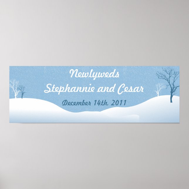 22,5" x 7,5" Personlig Banner Winter Blue Christm Poster (Framsidan)