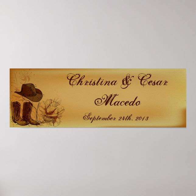 22,5" x 7,5" Personlig Western Cowgirl Hat/Boots Poster (Framsidan)