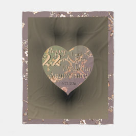 22:a Bröllop-årsdagen Coppery Heart Ro Fleecefilt