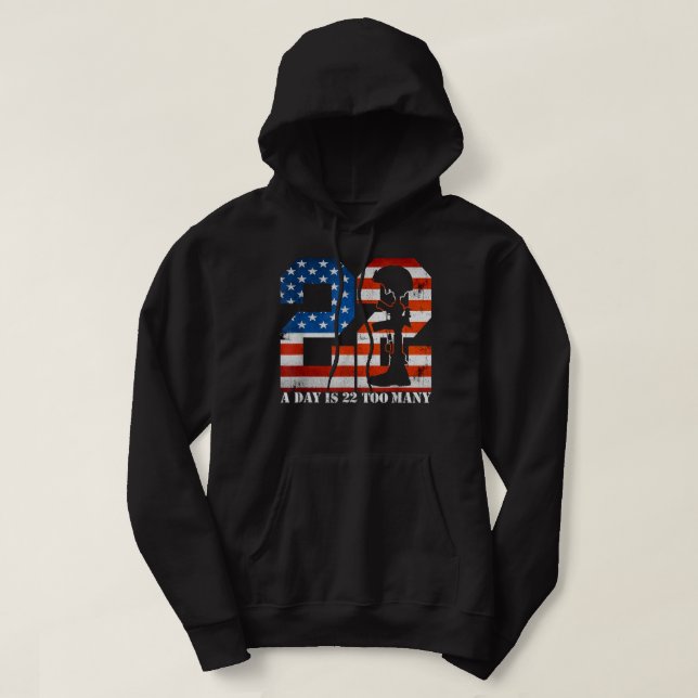 22 A Day Is 22 Too Many Veteran Lives Matter Help  Hoodie (Design framsida)