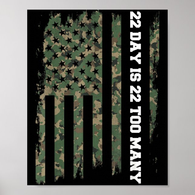 22 A Day Veteran Lives Army Suicide Awareness  Poster (Framsidan)