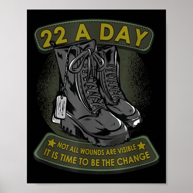 22 A Day Veteran Suicide Apparel It's Time To Be T Poster (Framsidan)