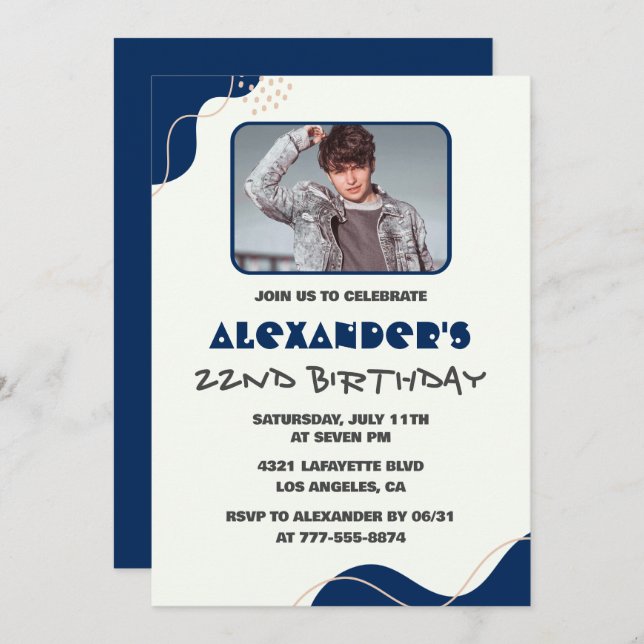 22:a födelsedag - inbjudningar till Manar Navy Sim (Fram/baksida)