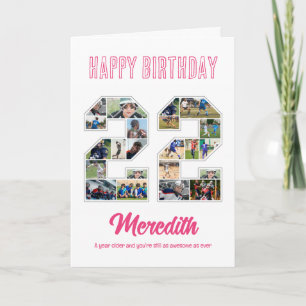 22:a födelsedag, nummer 22 Fotokollage Kort
