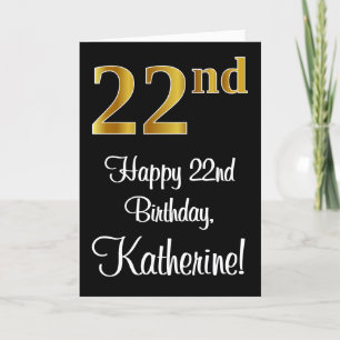 22:a födelsedagen ~ Elegant Luxurious Faux Guld Ti Kort
