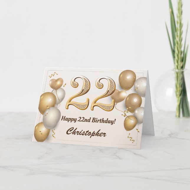 22:a födelsedagen Guld och födelsedagen Kort (Framsida)