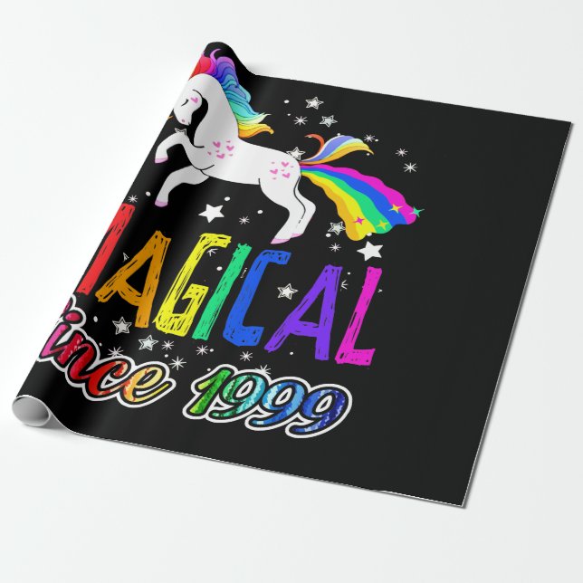22:a födelsedagen Magic Farting Unicorn Rainbow 19 Presentpapper (Utrullad)