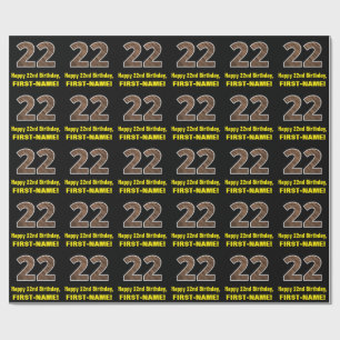 22:a födelsedagen: Namn & Faux Wood Grain Mönste Presentpapper