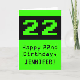 22:a födelsedagen: Nerdy/Geeky Stil "22" och Namn Kort