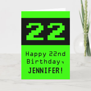 22:a födelsedagen: Nerdy/Geeky Stil "22" och Namn Kort