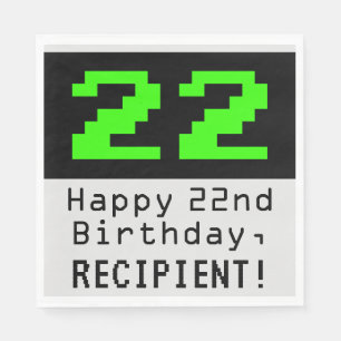 22:a födelsedagen - Nerdy/Geeky Stil "22" och Namn Pappersservett
