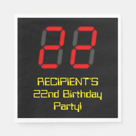 22:a födelsedagen: Red Digital Clock Stil "22" + N Pappersservett