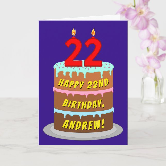 22:a födelsedagen: Roligt Cake and Candles + Anpas Kort (Orkide)