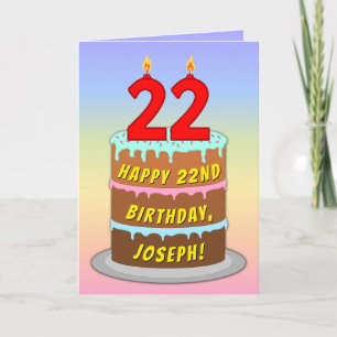 22:a födelsedagen - Roligt Cake & Candles, med ege Kort