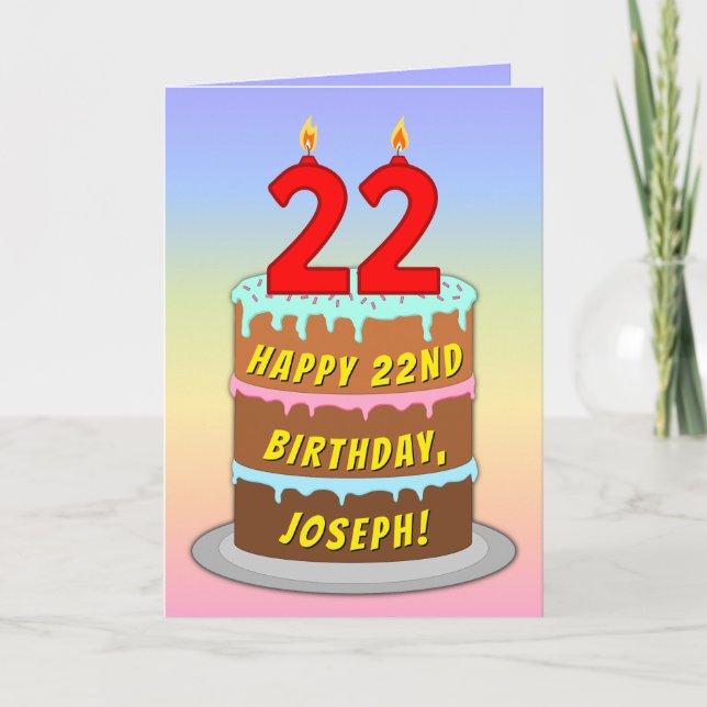 22:a födelsedagen - Roligt Cake & Candles, med ege Kort (Framsida)