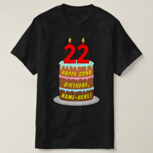 22:a födelsedagen - Roligt Cake & Candles, med ege T Shirt