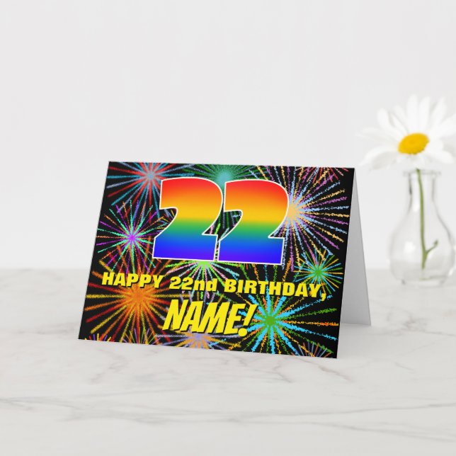 22:a födelsedagen: Roligt, färgstarka brinnande fy Kort (Liten växt)